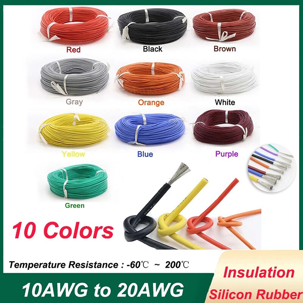 Silicone Stranded Flexible Cable Wire 10-20AWG Gauge 0.08mm Tinned Copper Wires