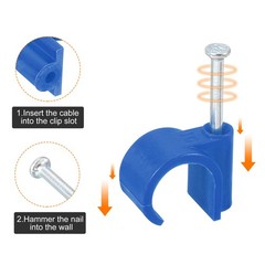 50Pcs Cable Wire Clips, Nail in Cable Clips 16mm/0.63″, Blue