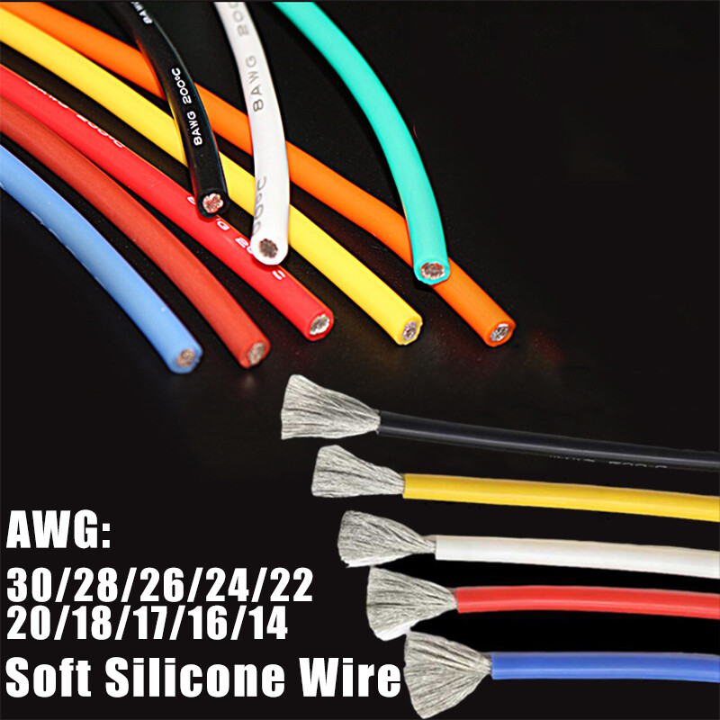 Silicone Rubber Cable Tinned Copper Wire Ultra Flexible Cable 14/16/17/18~30 AWG