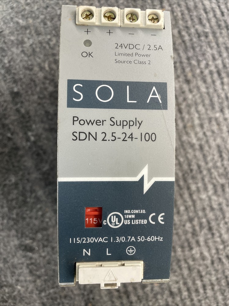 Sola Power Supply SDN 2.5-24-100P 115VAC/230VAC 1.3-0.7A 24VDC/2.5A 45931DH