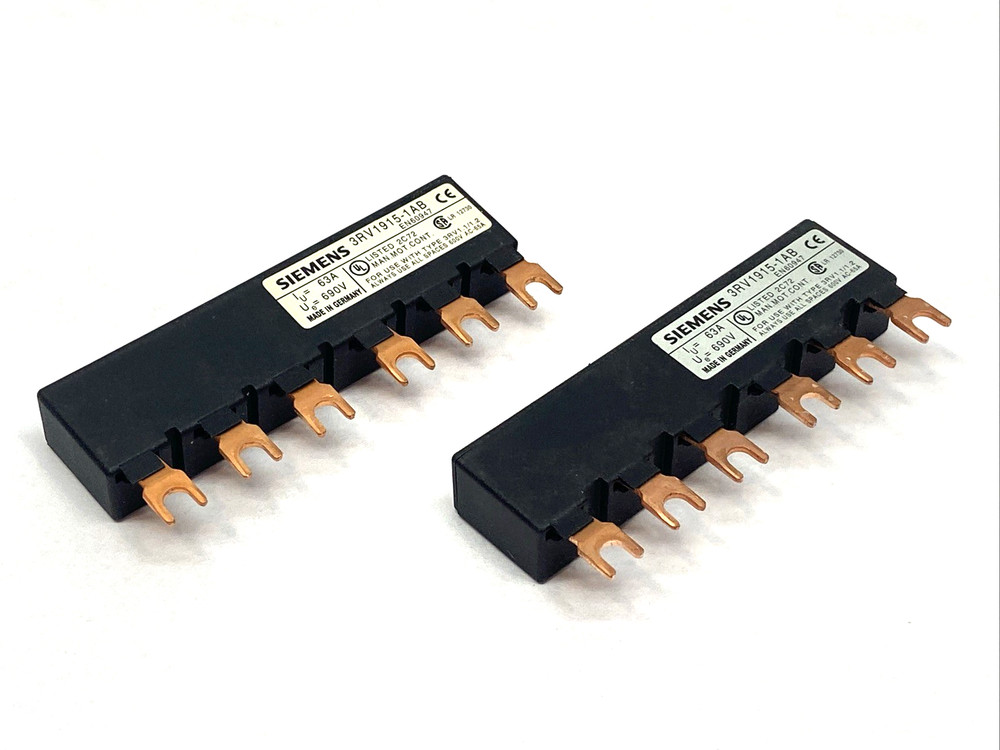 Siemens 3RV1915-1AB Busbar 3-Phase Modular Spacing 45mm for 2 Switches LOT OF 2