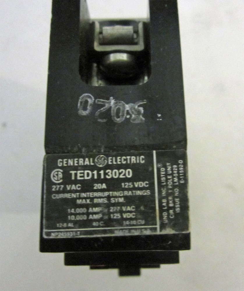 General Electric 20 Amp, 1-Pole Circuit Breaker, Model TED113020