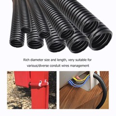 Split Wire Loom A/C line Flexible Conduit Black Heat Resistant Corrugated Tubing