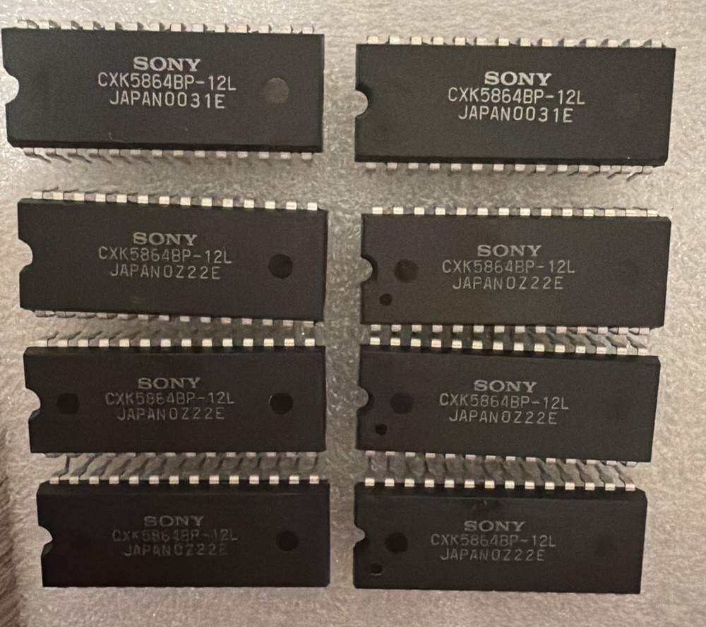 Lot of 8 NOS Sony CXK5864BP-12L 64K Static RAM SRAM Chips, DIP-28 Vintage