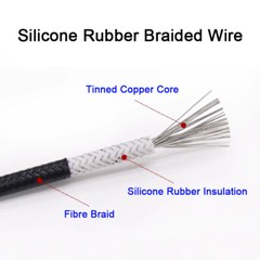 0.3mm²-6mm² High Temp 250℃ Braided Fiber Glass Silicone Wire Tinned Copper Cable