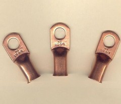 5 Big Bare Battery COPPER Lug Ring Terminal Connector #1/0 Wire Gauge 3/8″ Std