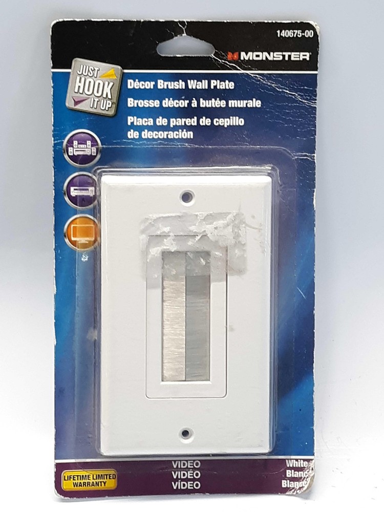 Monster Products 140675-00 Decor Brush Wall Plate, White