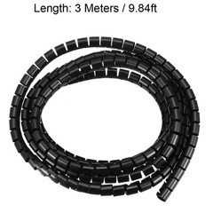 Cable Management Sleeve Wire Wrap Cord Organizer 7mm x 8mm 3 Meters Length Black