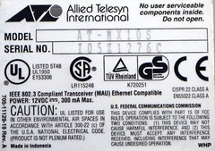 ALLIED TELESIS CENTRECOM Microtransceiver MX10S IEEE 802.3 Unused in Original Box