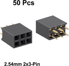 50 Pcs 2.54mm Pitch 2×3 Pin Double Row Straight Header Connector Female Pin