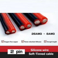 Silicone Wire 2 Pin Cable Electric 28-8awg Insulated Automotive Black Red Flat