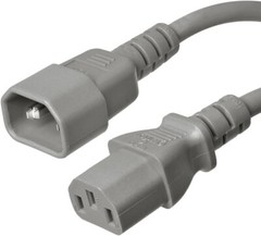 C14 to C13 Power Cord, 15A, 250V, 14 AWG, 3 prong Female to Male Power Adapter