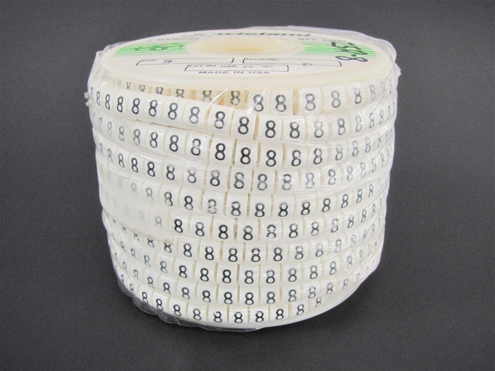 1000x Wieland Size 5, Number 8 Slip On Wire Marker, .160″ to .215″ OD, Z Type