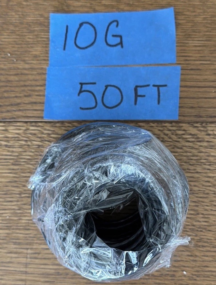 10G THHN THWN MTW Copper Wire 600V VW-1 Oil and Gas Resistant II Black 50 Feet