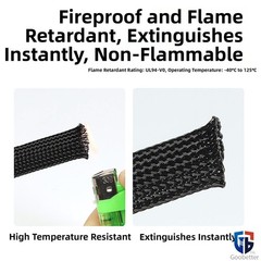PET Braided Cable Sleeving, Auto Wire Harnessing Sheathing Black Ø1mm to 100mm