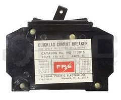 FEDERAL PACIFIC ELECTRIC CO NQ112015 QUICKLAG CIRCUIT BREAKER 15 AMP 120VAC