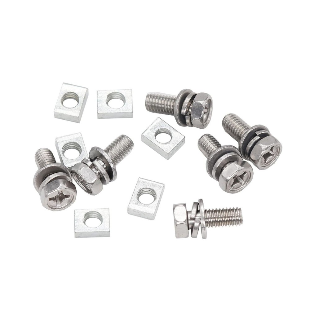 6-Pack Motorcycle Battery Terminal M6 x16mm Square Nut Kit Stainless Steel 304
