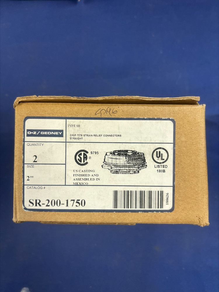 BOX OF 2 EMERSON OZ GEDNEY NO. SR2001750 STRAIN RELIEF CONNECTOR TYPE SR 2-INCH