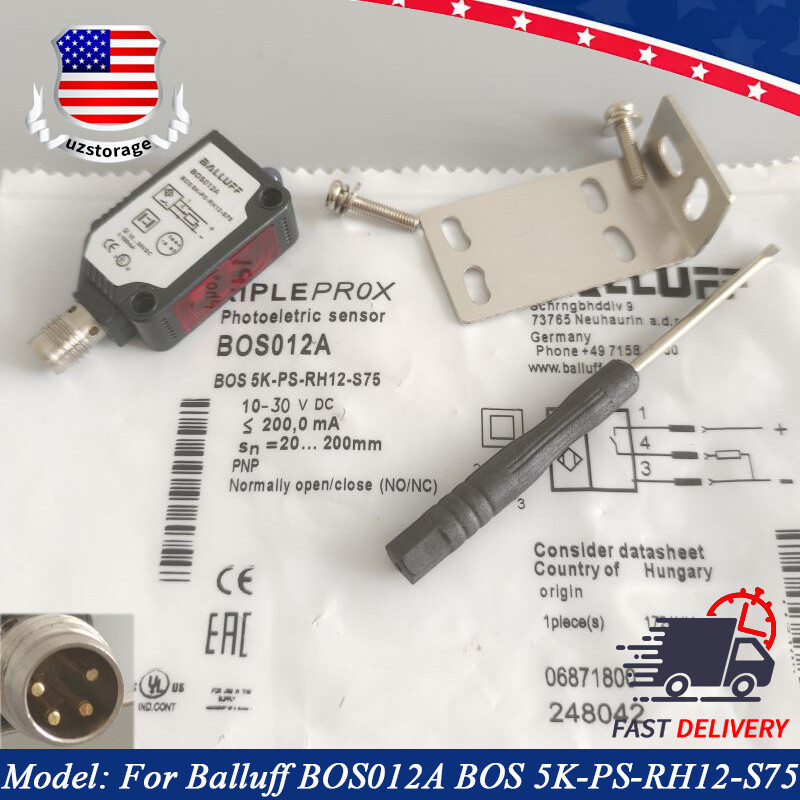For BALLUFF BOS012A BOS 5K-PS-RH12-S75 Photoelectric Sensor 10-30V PNP 20-200mm