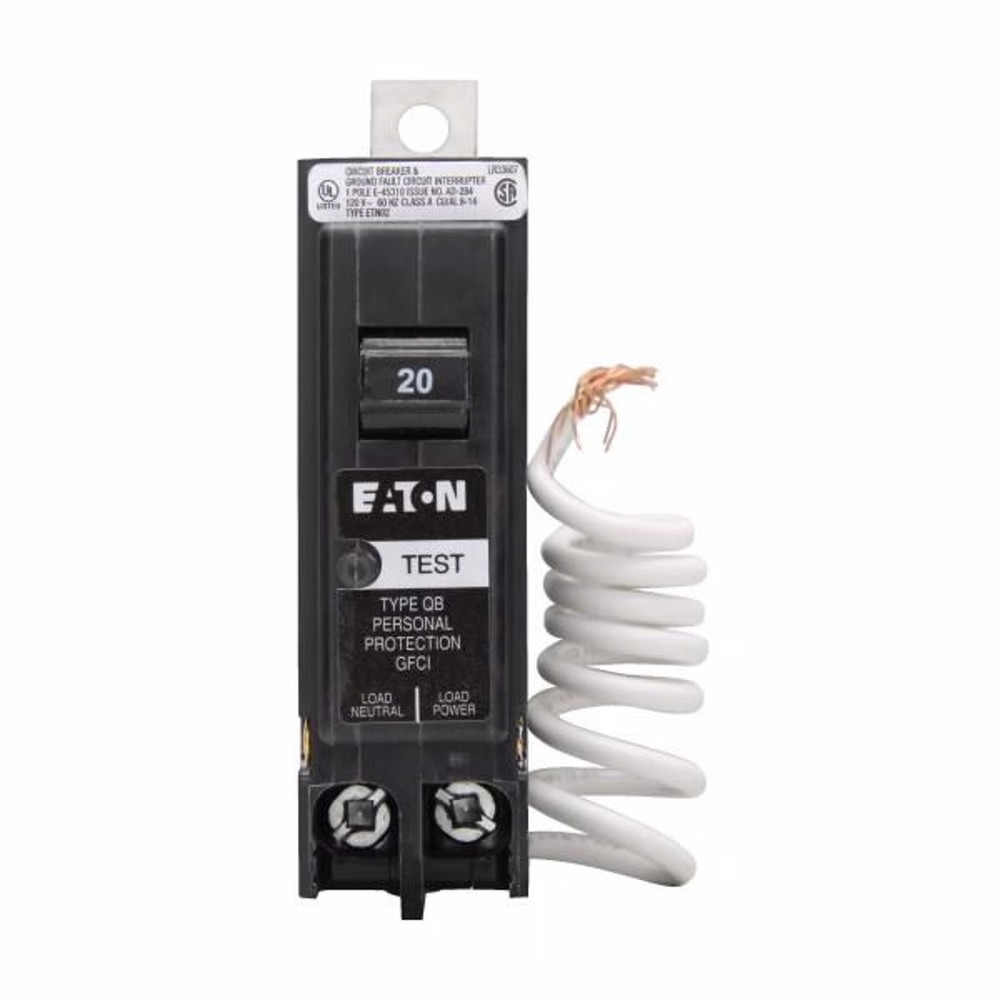 NIB – Eaton – QB1020GF – Ground Fault Circuit Breaker, 20 Amp, 10 Kaic