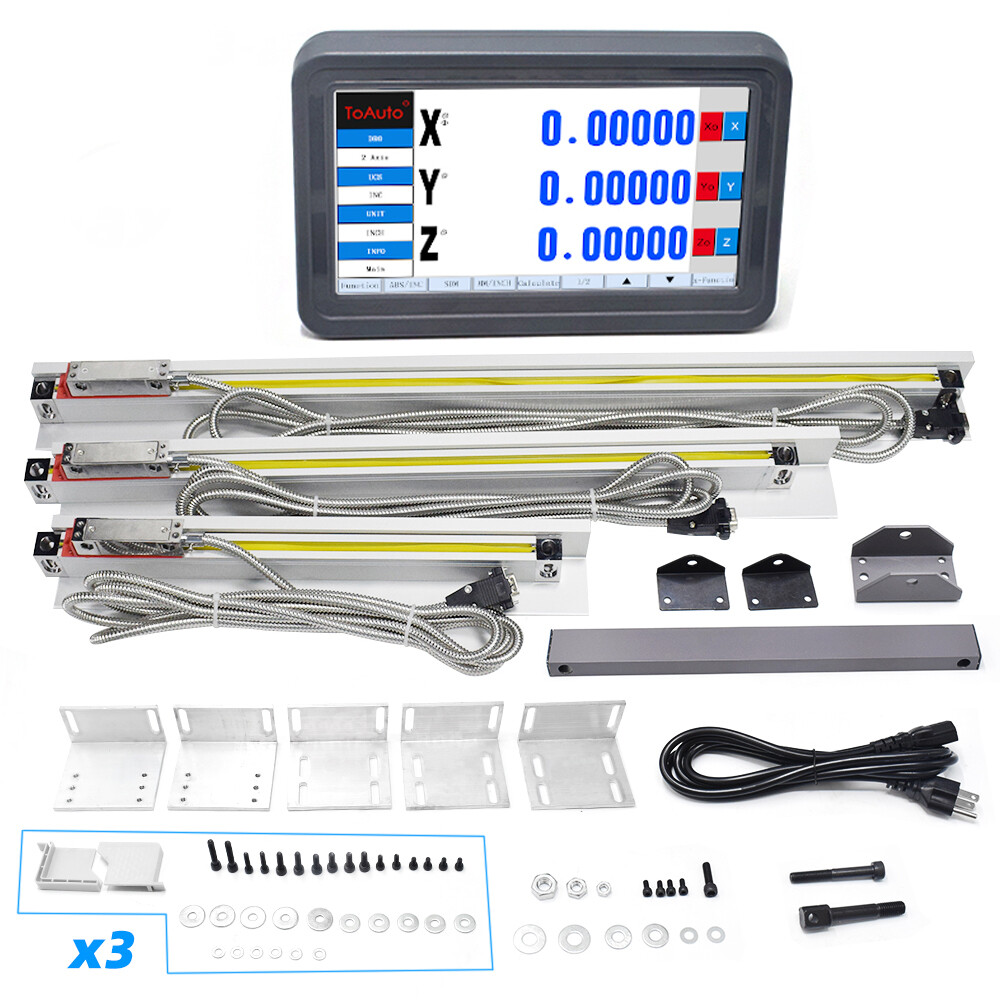3 Axis Dro Digital Readout LCD Touch Screen Encoder+3PCS Linear Glass Scale Kit