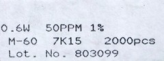 FIRSTOHM 1000x Metal Film Resistors 7.15kΩ 0.6W 50PPM 7150 Ohm Tolerance 1%