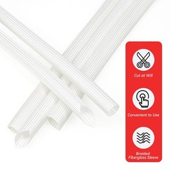1-25mm White Silicone Fiber Glass Tube Wire Cable Insulating High Temp Sleeving