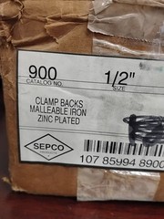 SEPCO 900 1/2″, Malleable Iron Zinc Plated Clamp Back Spacers. Lot of 90. New.