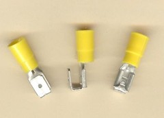 25 Yellow Insulated PIGGYBACK Terminal Connector #12-10 Gauge Wire AWG .250 Tab
