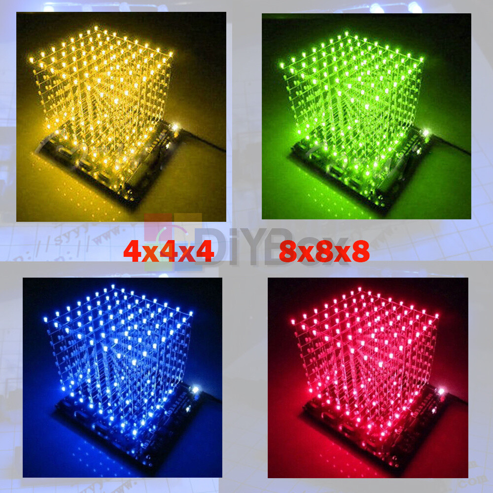 3D LED Light 4x4x4/ 8x8x8 Square LED Cube Lamp LED PCB Board Electronic DIY Kit