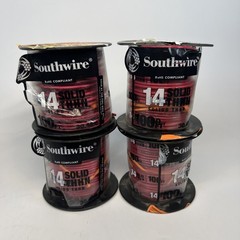 (4) Southwire THHN 14 Gauge Solid Wire, 100′ per Roll, Red (LOT OF FOUR)
