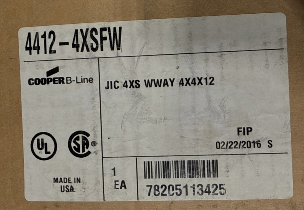 NEW-OPEN BOX: B-LINE 4412-4XSFW NEMA 4X12″ FEED THROUGH WIREWAY SECTION