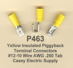 25 Yellow Insulated PIGGYBACK Terminal Connector #12-10 Gauge Wire AWG .250 Tab
