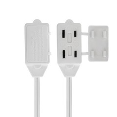 3-Outlet Indoor Extension Power Cord with Protection Outlet Cover 6 Feet White