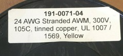 ALLIED WIRE AND CABLE 07-24-7T-4 1000′ HOOK UP WIRE 24 AWG YELLOW (EST1000′)