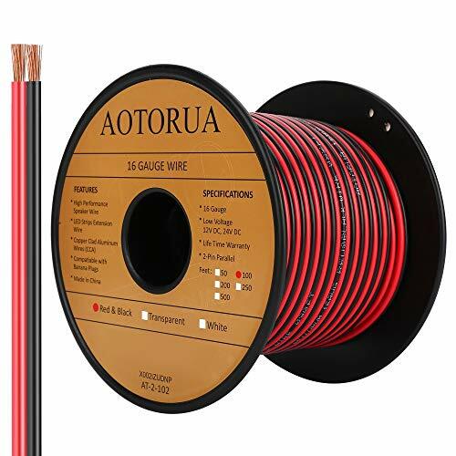 AOTORUA 100FT 16/2 Gauge Red Black Cable Hookup Electrical Wire, 16AWG 2