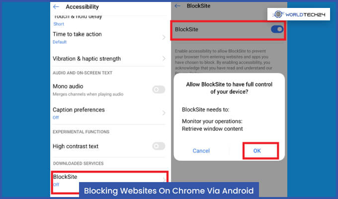 Blocking Websites On Chrome Via Android